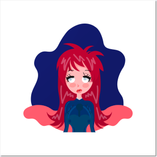 Frustrated red-hair girl Posters and Art
